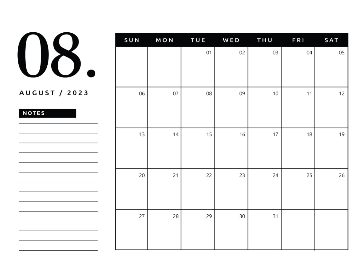 15 August 2023 Calendar