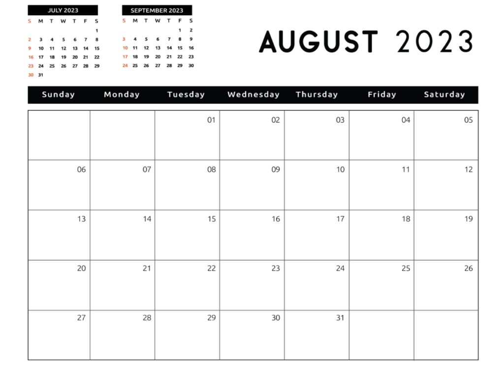 Free Printable August 2023 Calendars - 2023 August Calendar 1024x747 