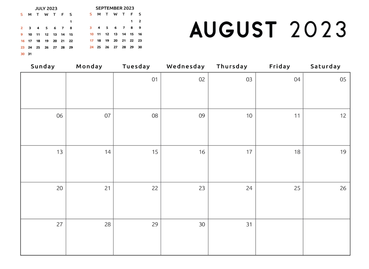 2023 August Calendars