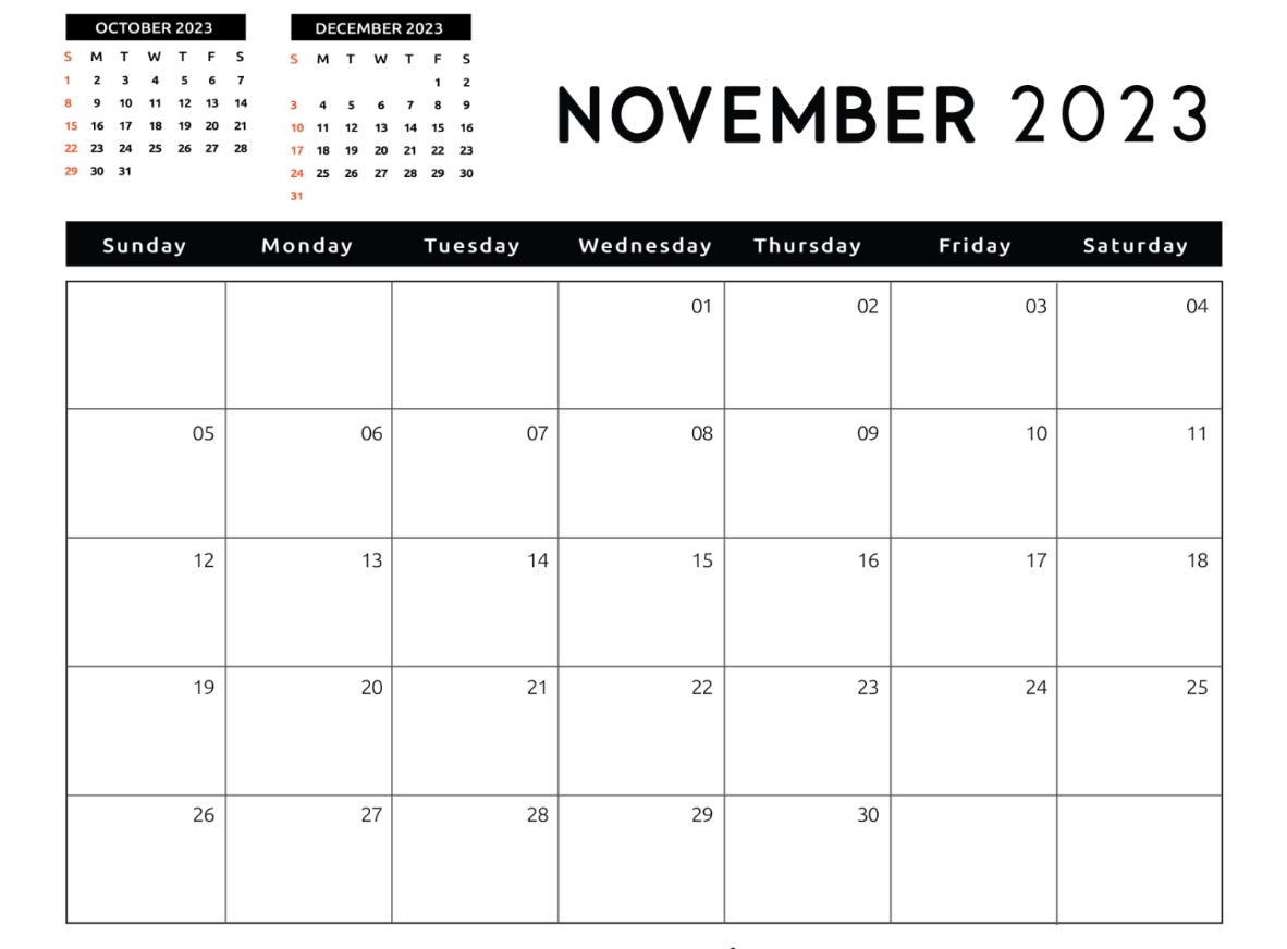 2023 November Calendar