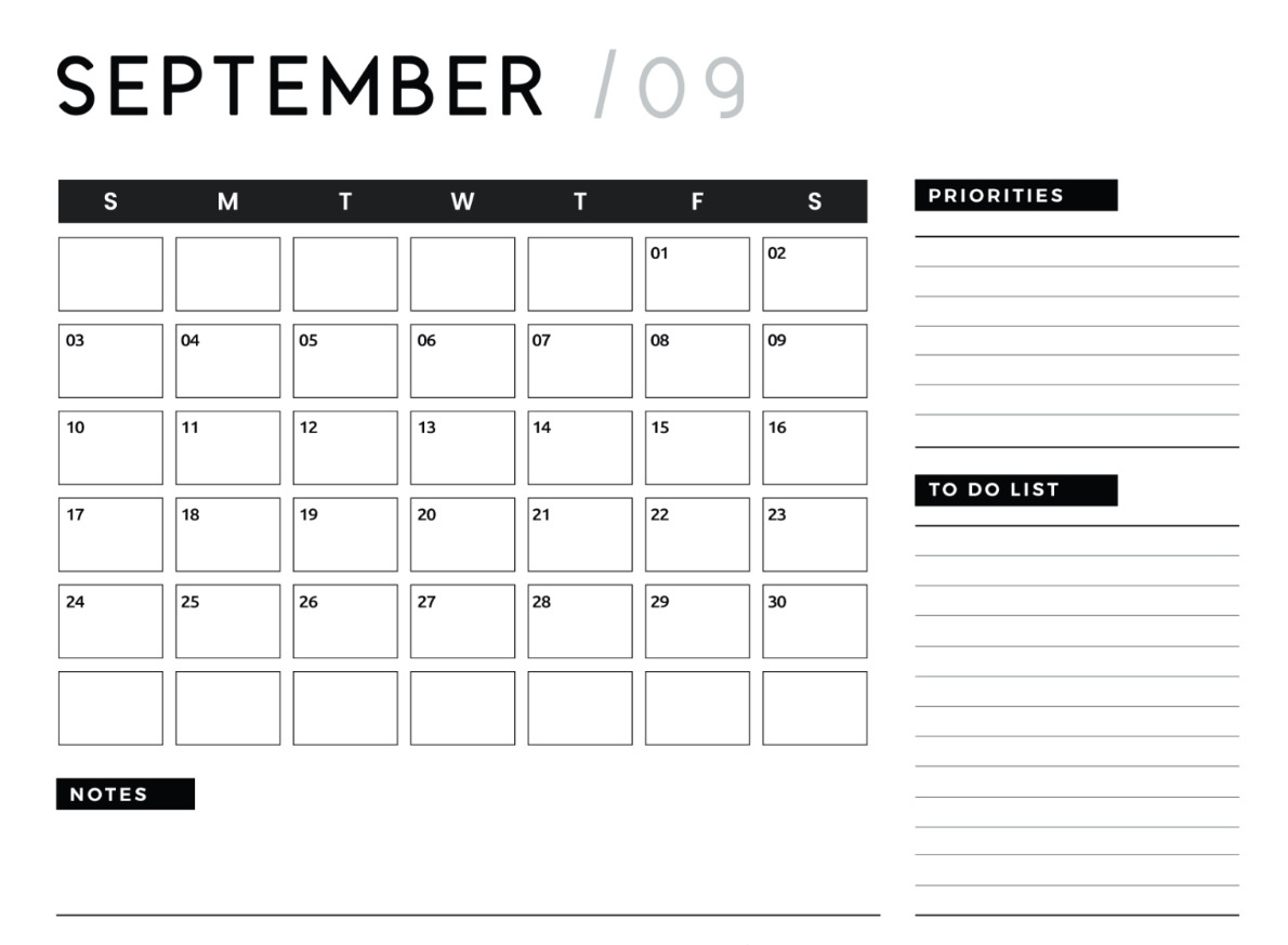 2023 September Calendar Labor Day