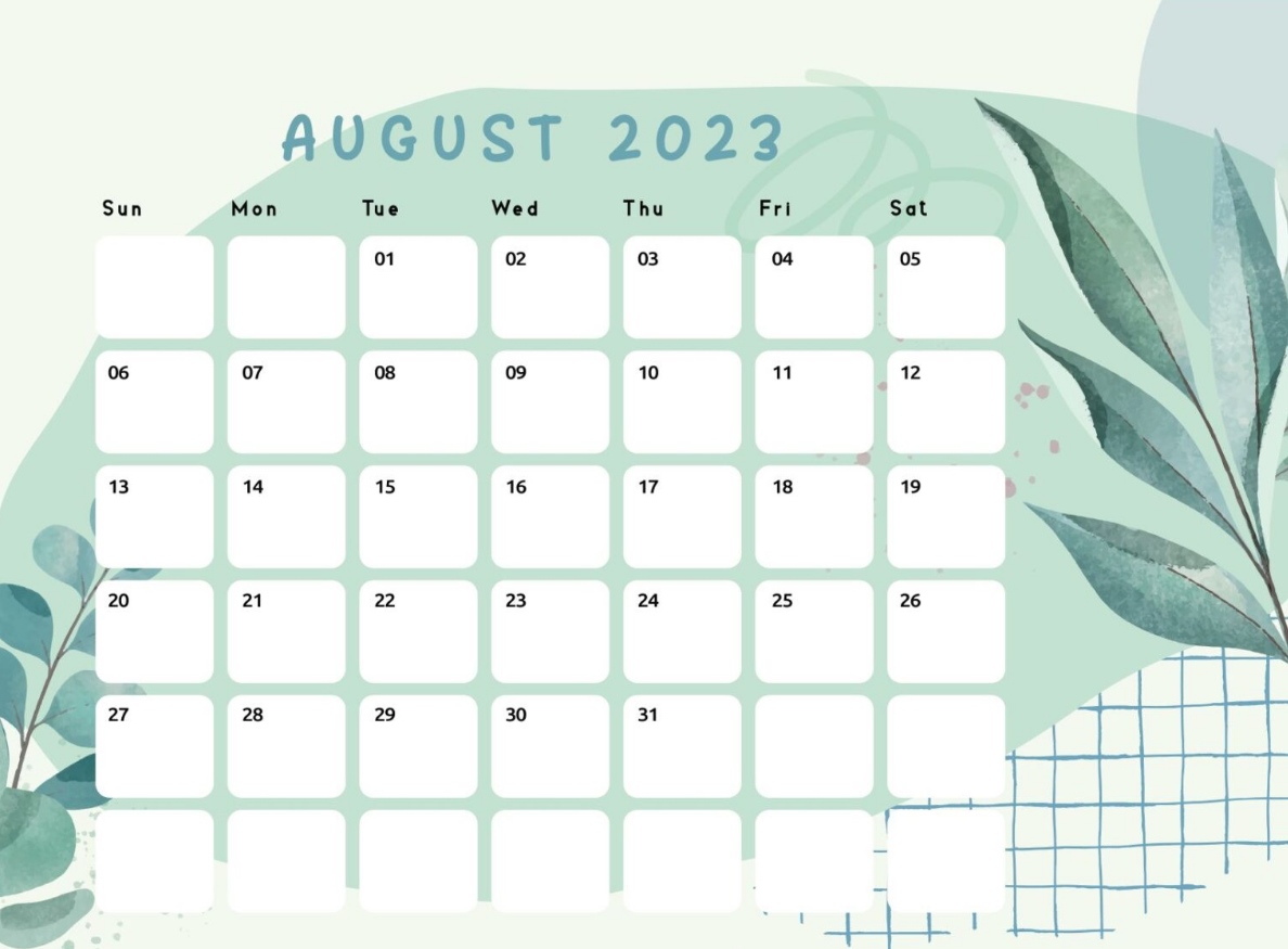 August Calendar 2023 Printable