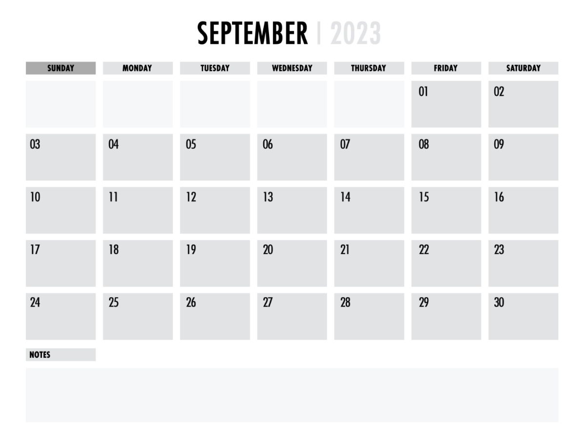 Blank September 2023 Calendars