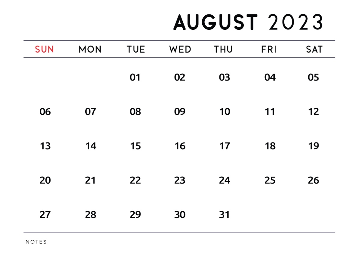 Calendar For August 2023