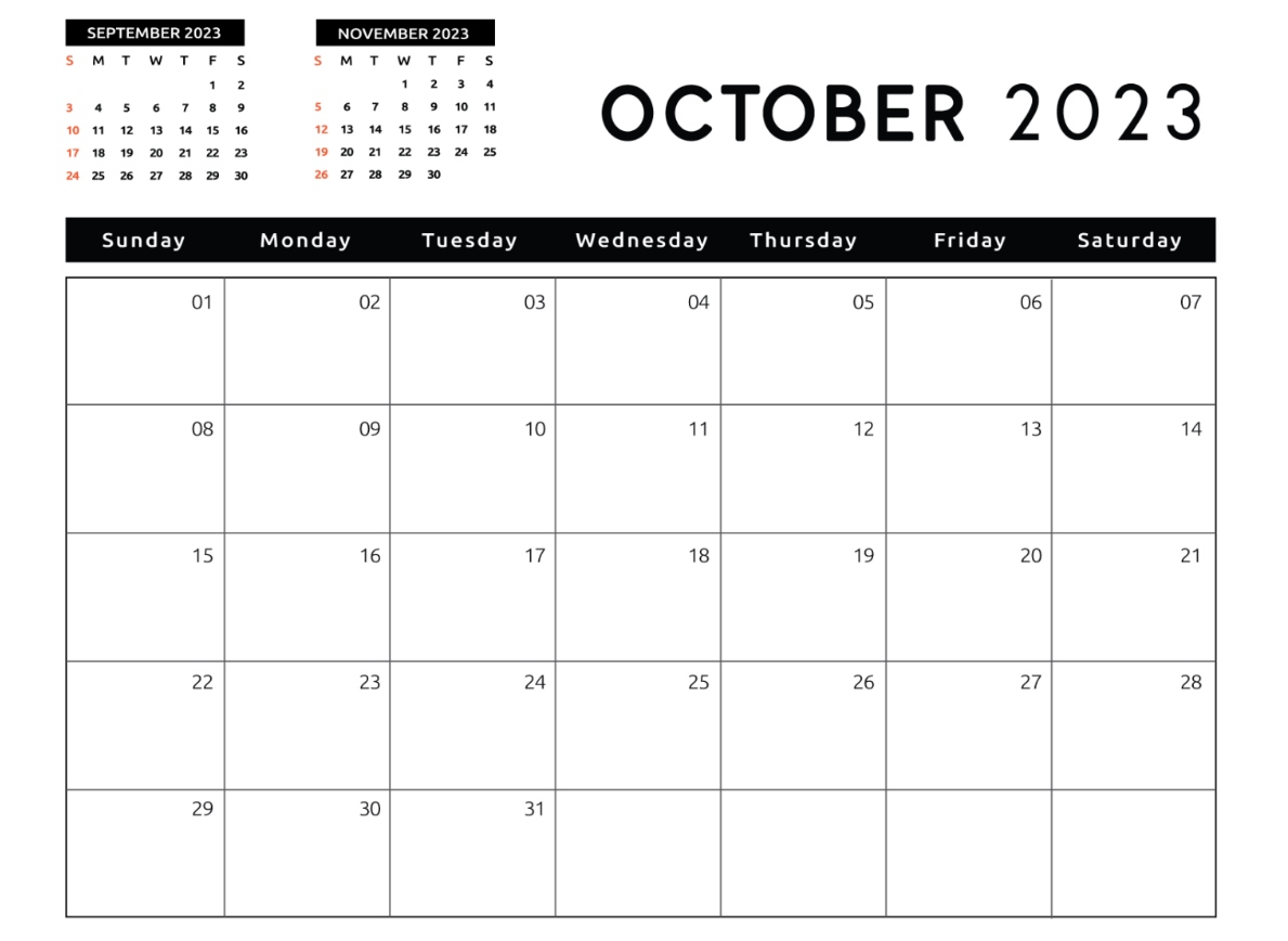 Calendar For October 2023