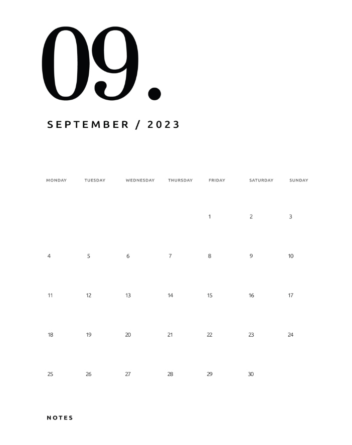Calendar For September 2023 With Holiday
