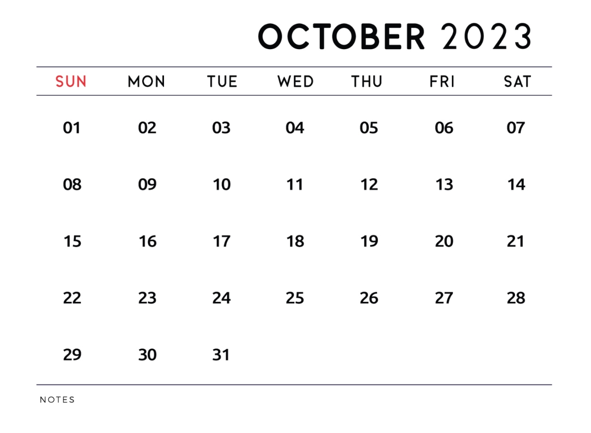 Calendar Of October 2023