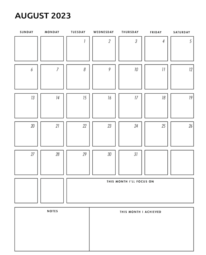 Free Calendar Dates For 2023