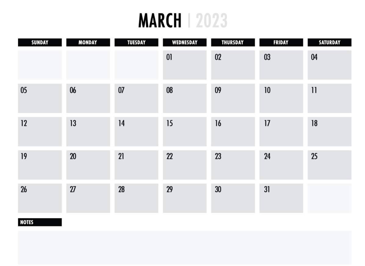 Free Printable March 2023 Calendar With Holiday
