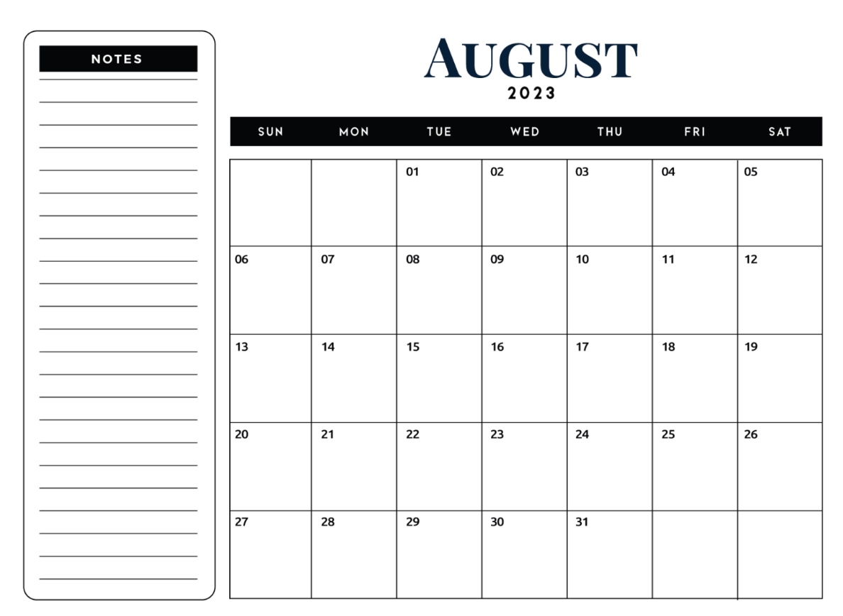 July August 2023 Calendar
