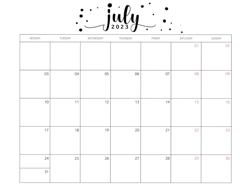 Free Printable July 2023 Calendars: Save It and Print It Whenever You ...