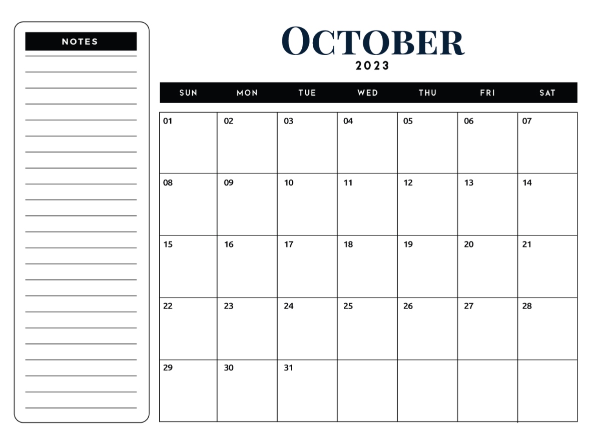 October 2023 Calendar Holidays