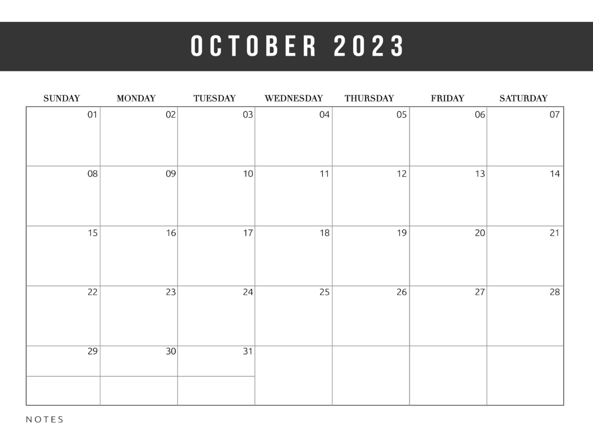 October 2023 Calendar Template