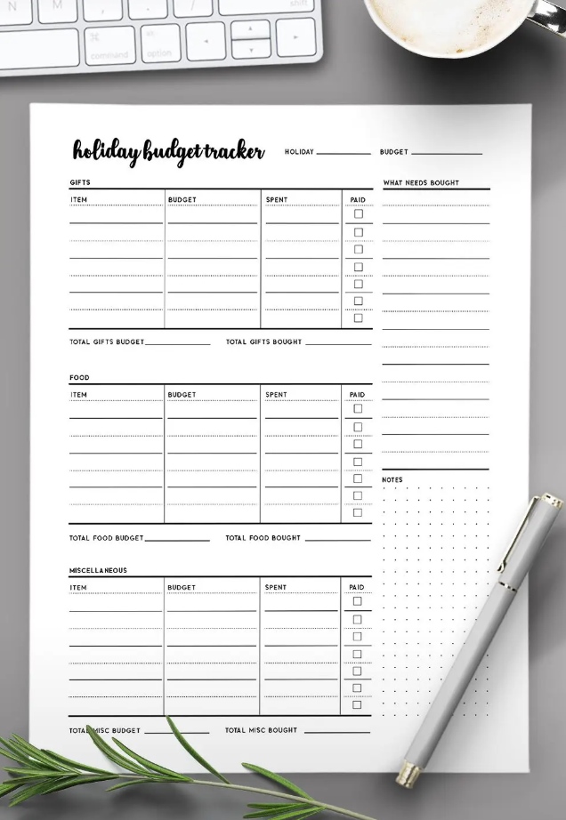 Printable Holiday Budget Planners
